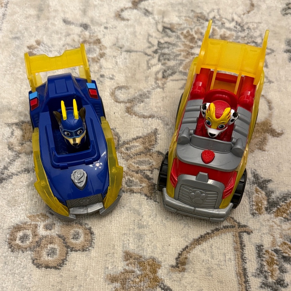 Paw Patrol Blue and Red Rescue Vehicles